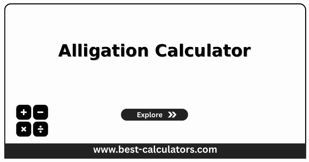 alligation calculator interface showing higher stock percent, lower stock percent, target percent, total amount, and the computed parts and volumes of each stock