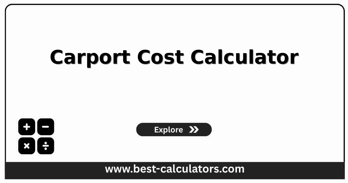 Free carport cost calculator UI preview showing dimensions, material selection, and detailed cost breakdown.