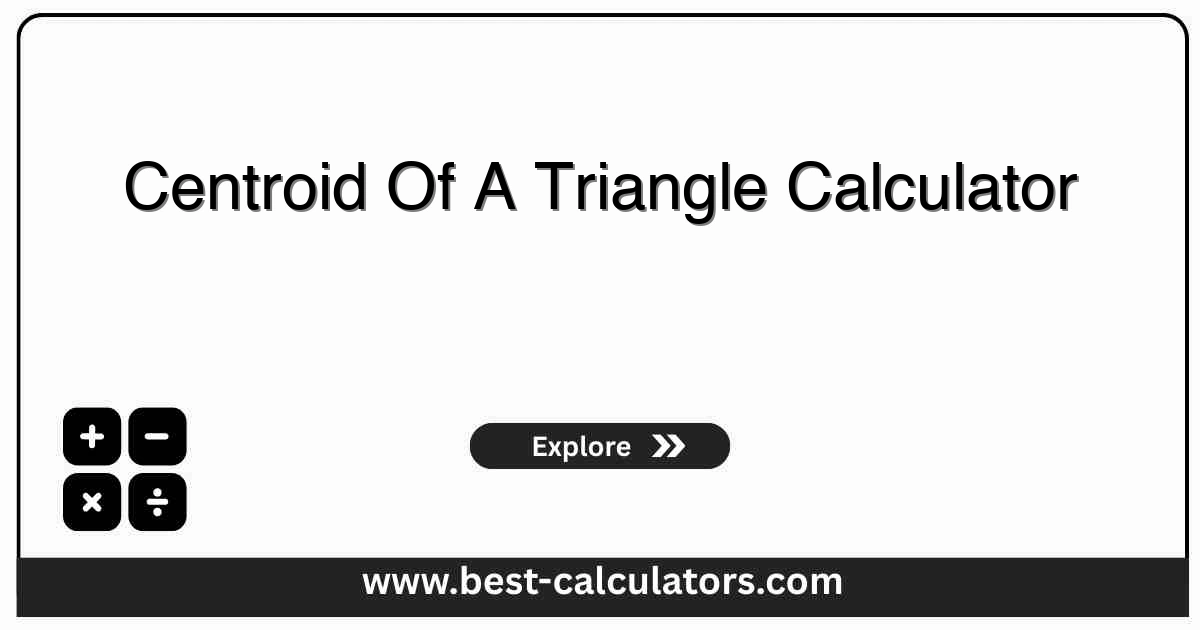 centroid of a triangle calculator showing a triangle with sides a, b, c and the centroid point marked at the average of the three vertices in the same length unit