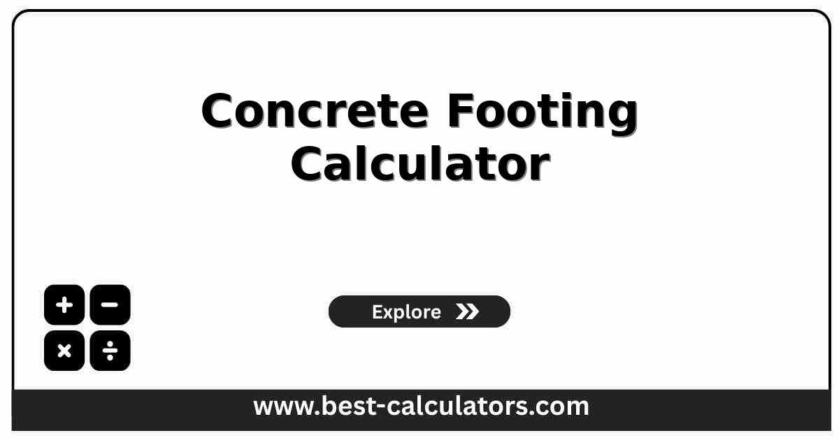 Concrete Footing Calculator dashboard showing volume and bag inputs