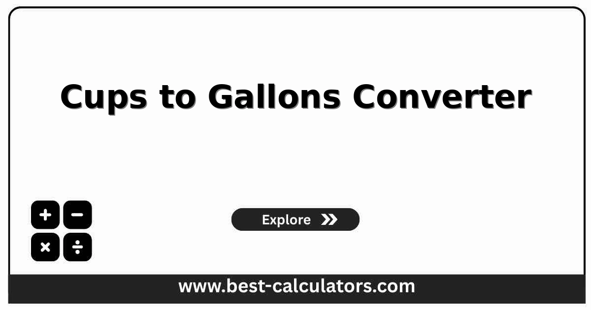 cups to gallons converter interface for U.S. liquid volume results