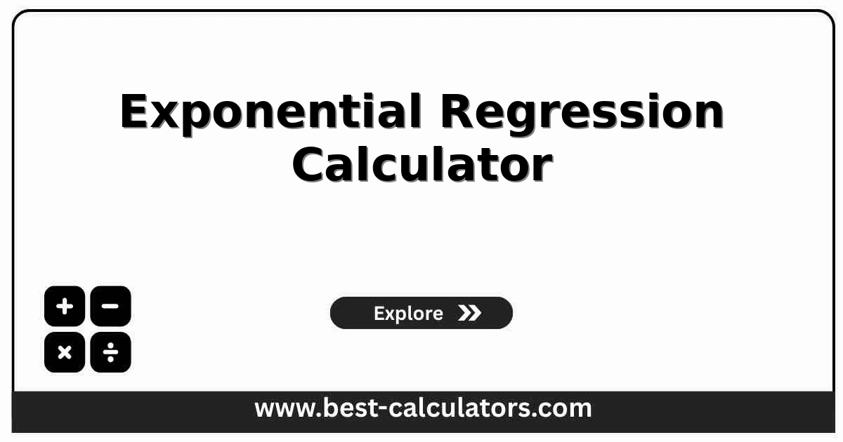 Exponential regression calculator interface showing paired (x, y) inputs, fitted coefficients a and b, the equation y = a*e^(b*x), R-squared, and a predicted y output.