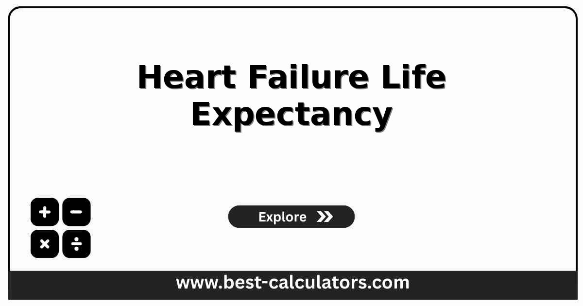 Heart failure life expectancy calculator showing the 13 MAGGIC variables and a 3-year mortality percentage, 1-year and 5-year survival estimates, and risk band