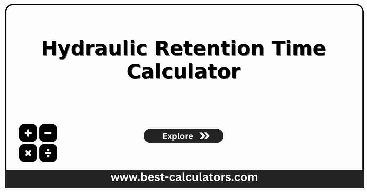 Hydraulic retention time calculator showing tank volume, flow rate, and HRT outputs