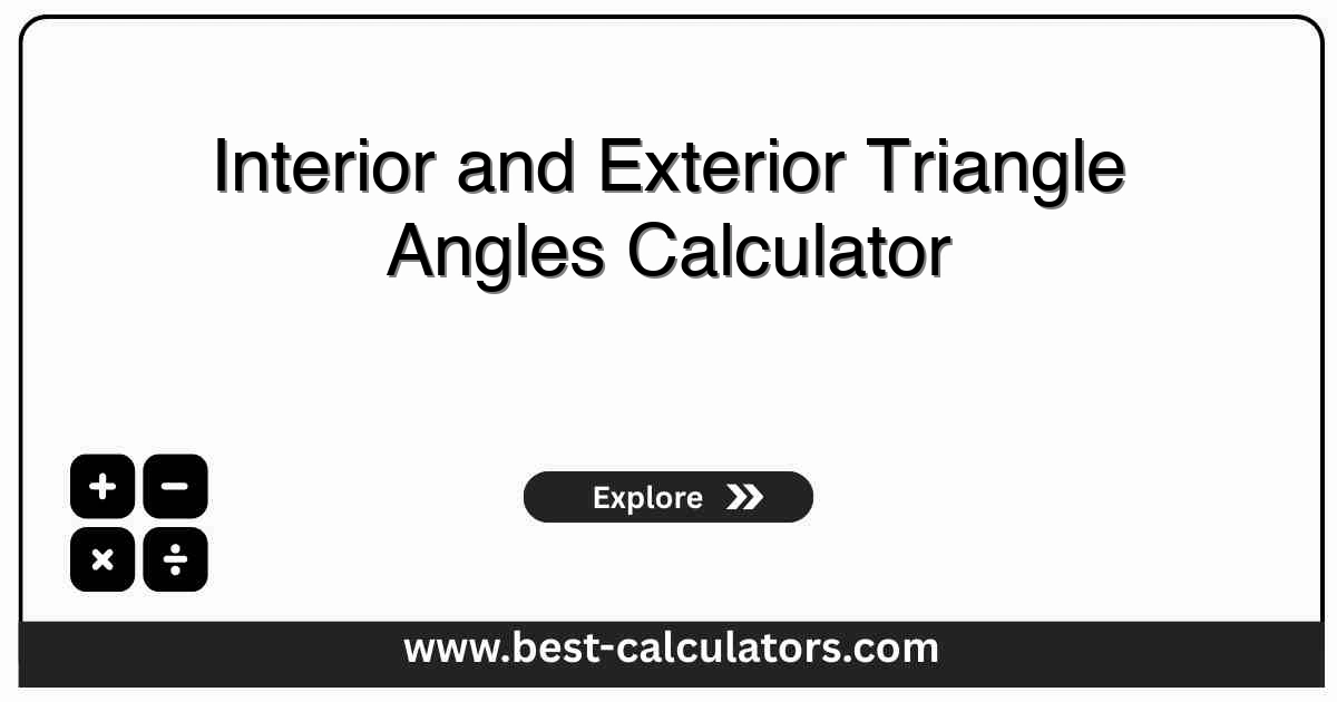 interior and exterior triangle angles calculator showing two known interior angles resolving the missing third interior angle plus the three principal exterior angles