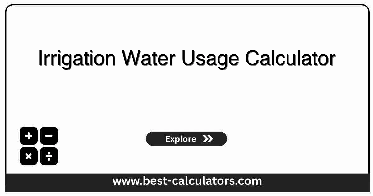 Irrigation water usage calculator interface calculating sprinkler water volume in gallons, CCF usage, and monthly utility costs