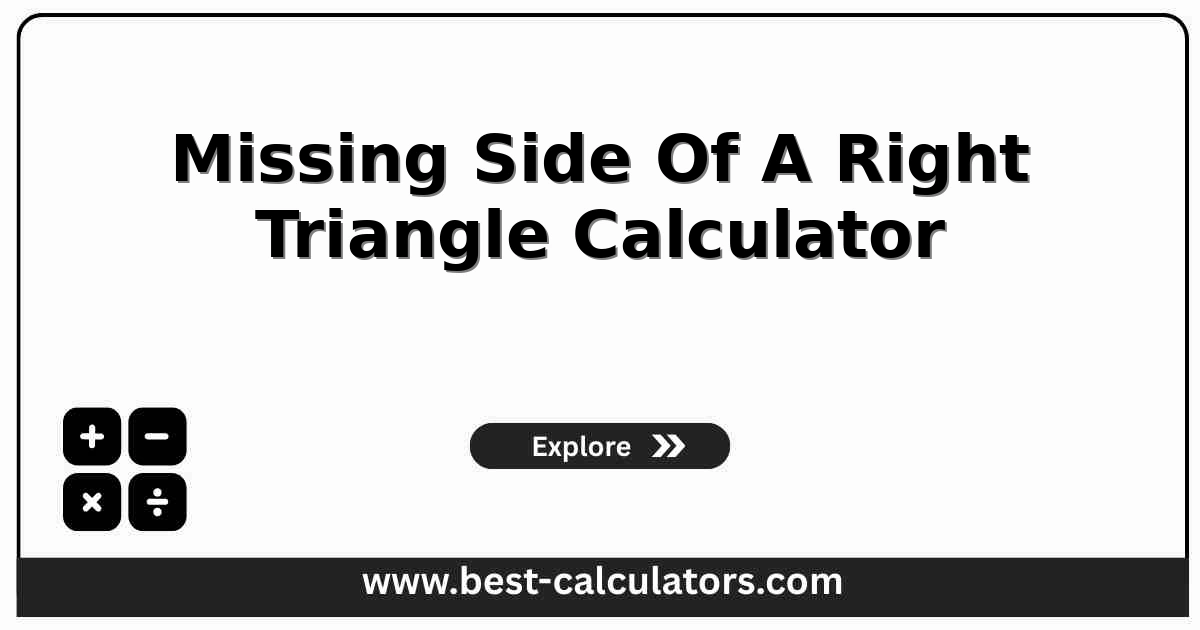 missing side of a right triangle calculator showing two legs a and b with hypotenuse c and the solved third side plus both acute angles