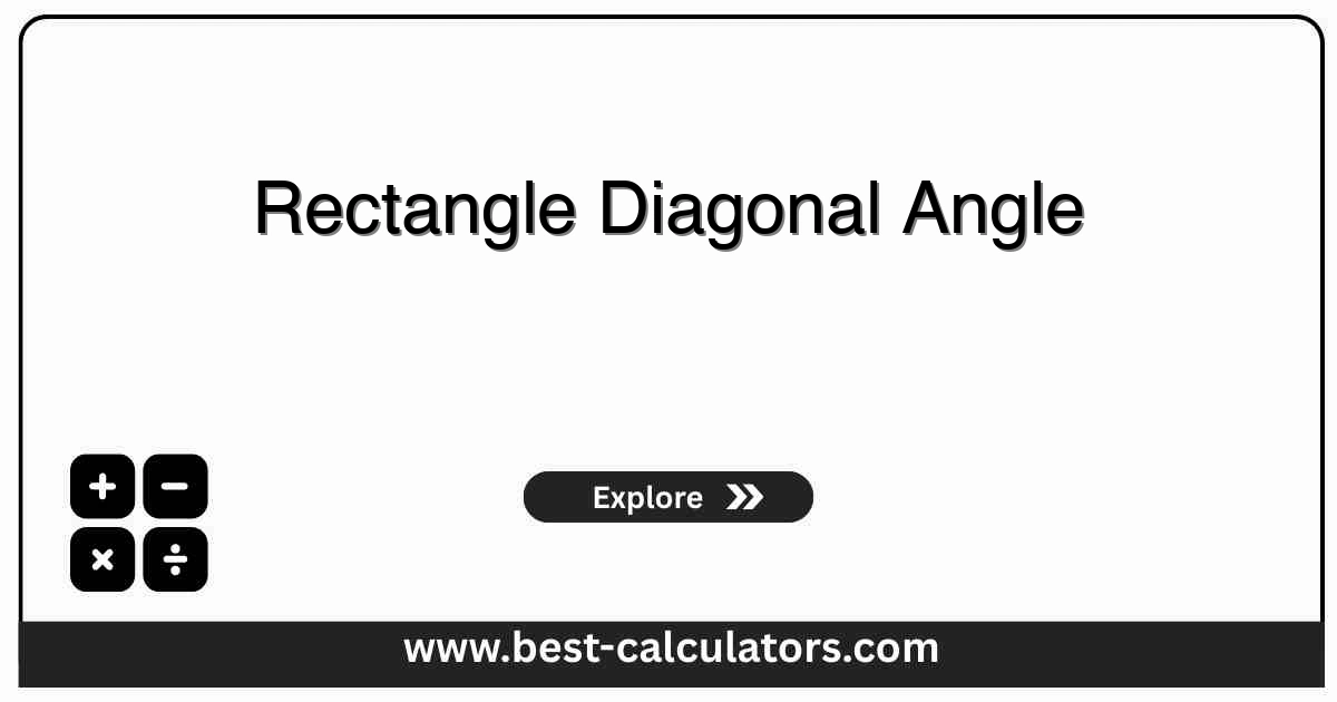 rectangle diagonal angle calculator interface showing length, width, four distinct diagonal angles, diagonal length, and aspect ratio outputs