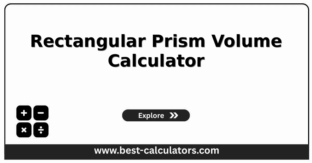 rectangular prism volume calculator showing length, width, and height inputs with the length times width times height step