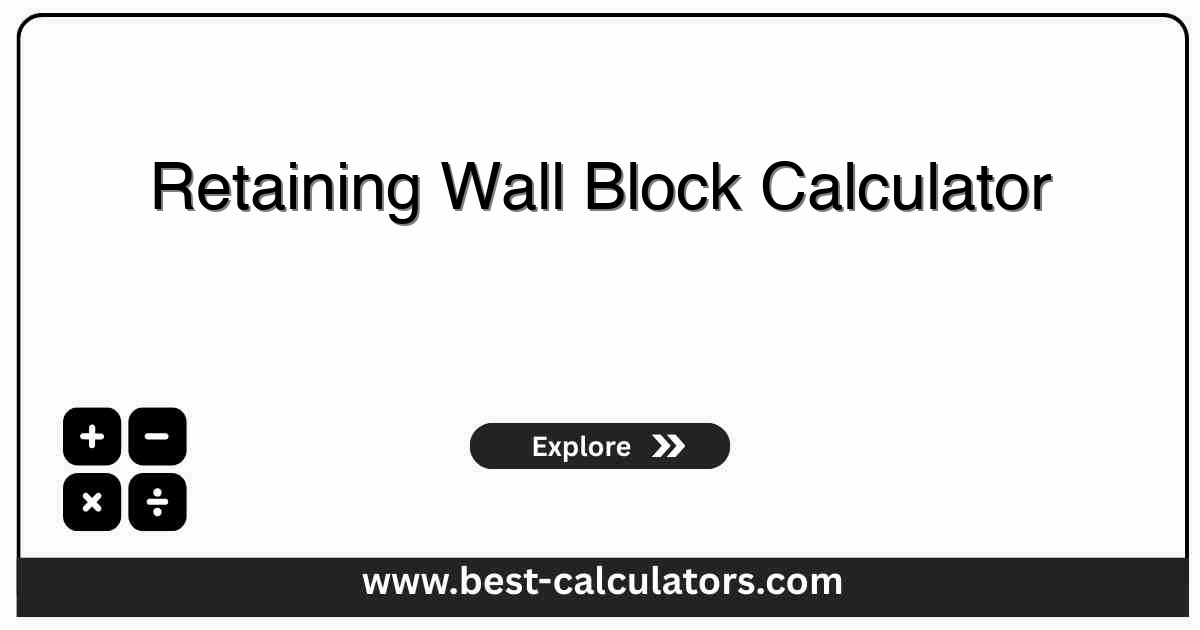 Retaining wall block calculator interface showing wall dimensions, block presets, course count, capstones, and gravel backfill volumes