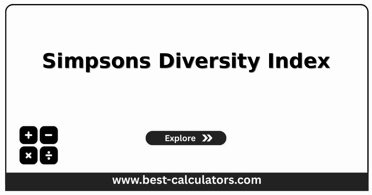 Simpsons diversity index calculator interface displaying input counts and computed ecological diversity indexes.