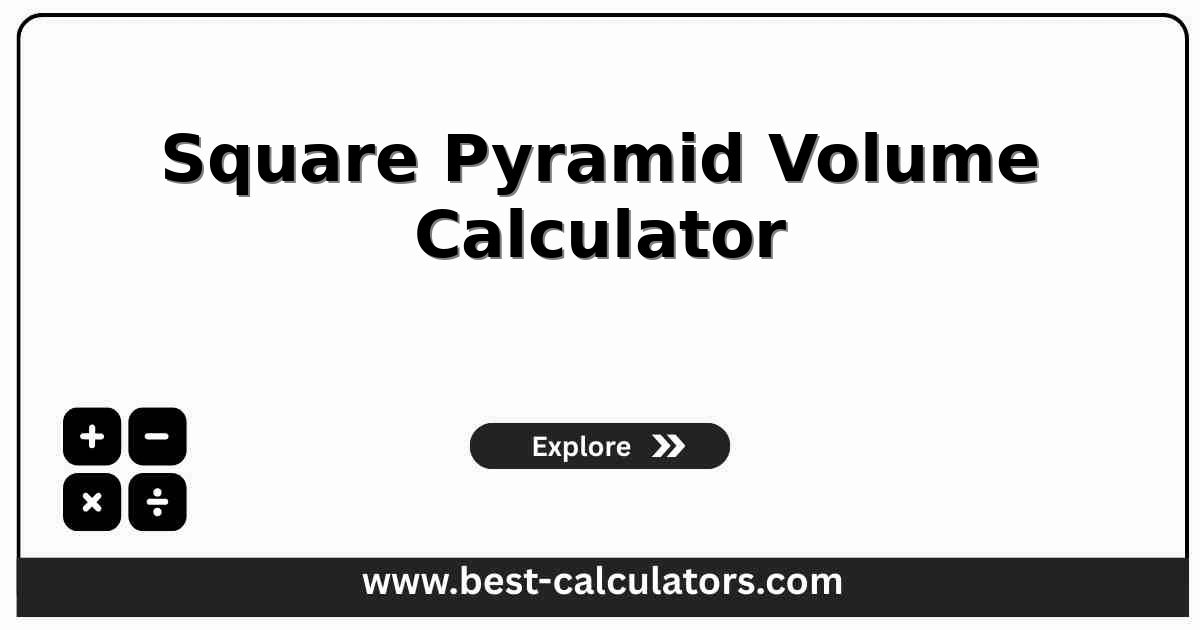 square pyramid volume calculator showing V, base area, and base perimeter from side length and height