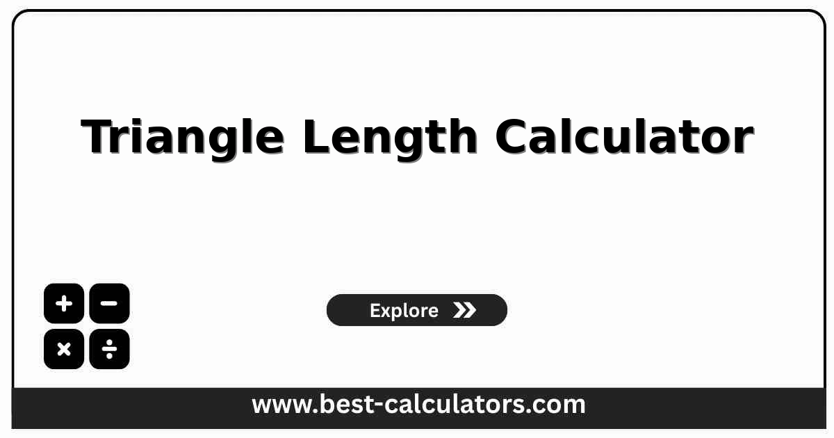 triangle length calculator showing the law of cosines for the third side of a triangle, with two side inputs and the included angle