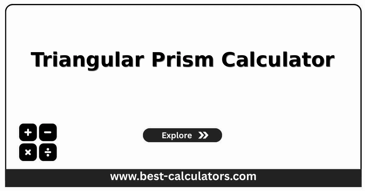 triangular prism calculator with base, height, and prism length inputs and outputs for cross-section area, hypotenuse, volume, and surface area